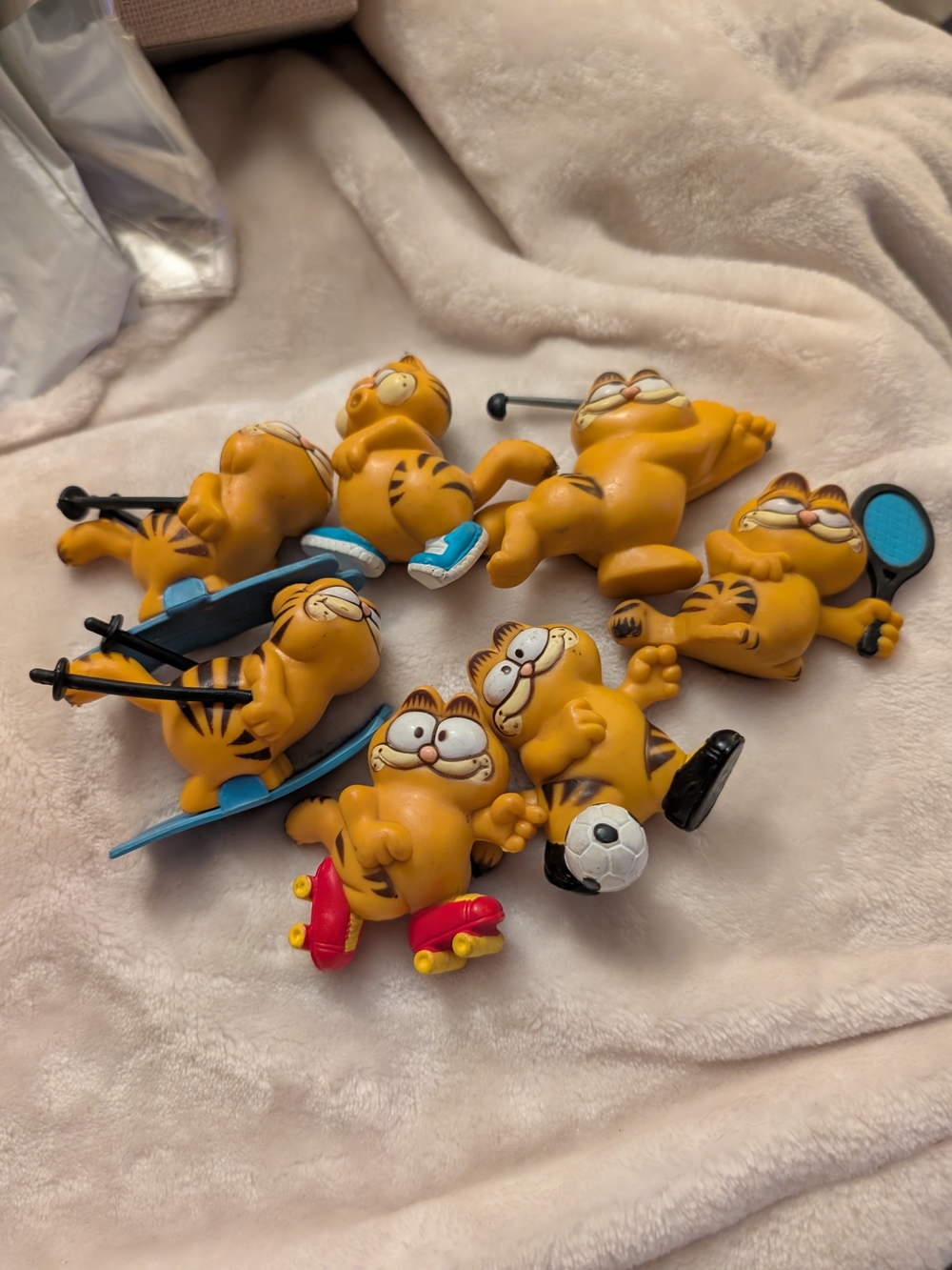 Rare Vintage Garfield PVC Figurine Lot Of 7 1978 1981 Sports Tennis Soccer Golf